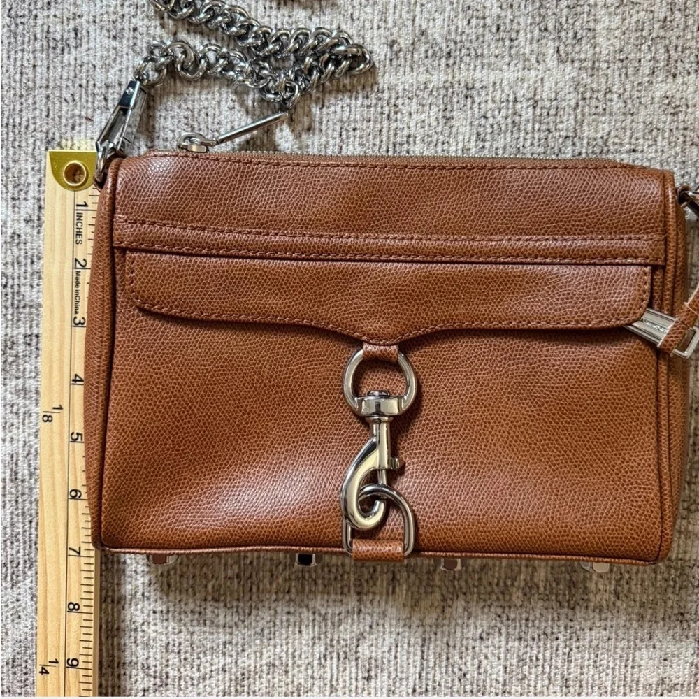 Rebecca Minkoff Mini Mac Crossbody Bag Saddle Brown Leather Silver Hardware NWOT
